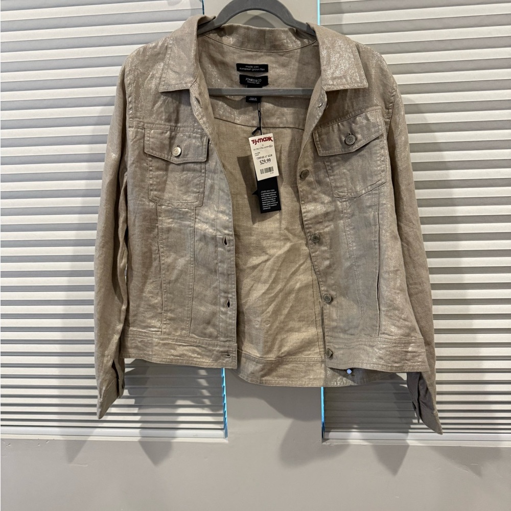 Metallic Tan Linen Jacket